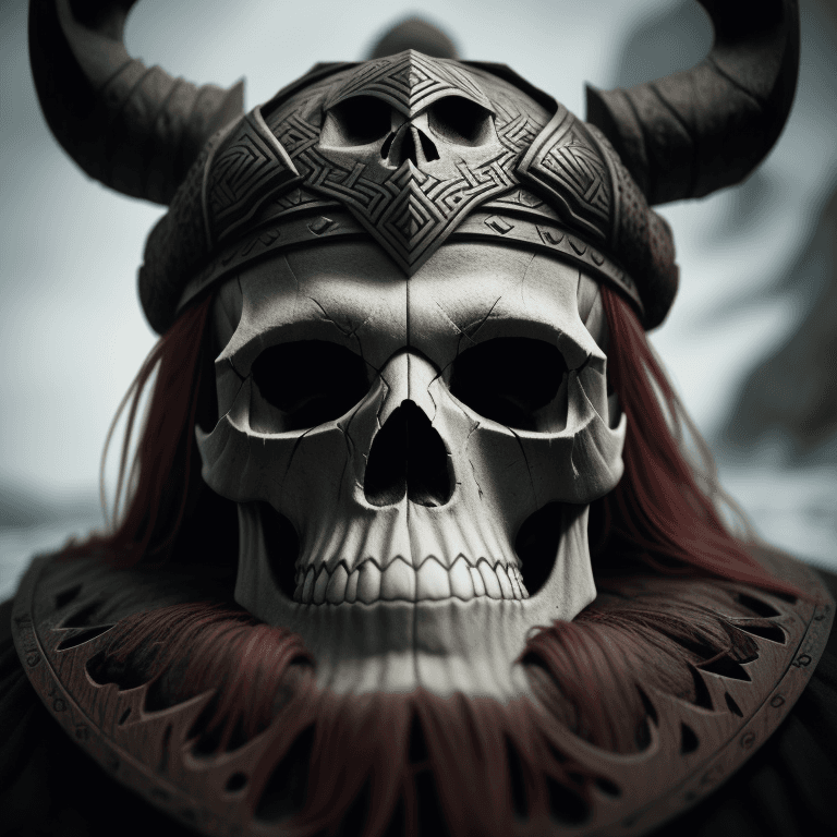 AI generated: viking carved skull photographic cinematic