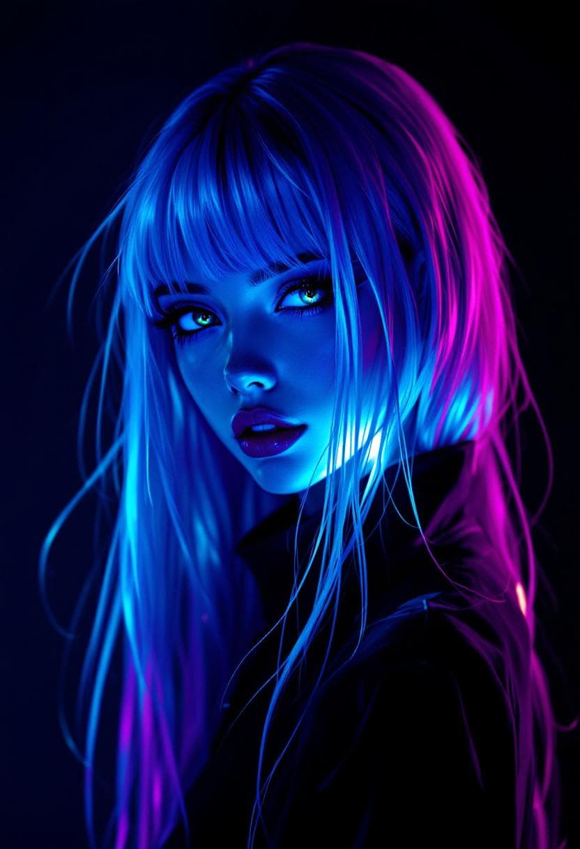 AI generated: Create an anime style girl of cyberpunk rock Music woman Listen twilight,Create an anime style girl ...