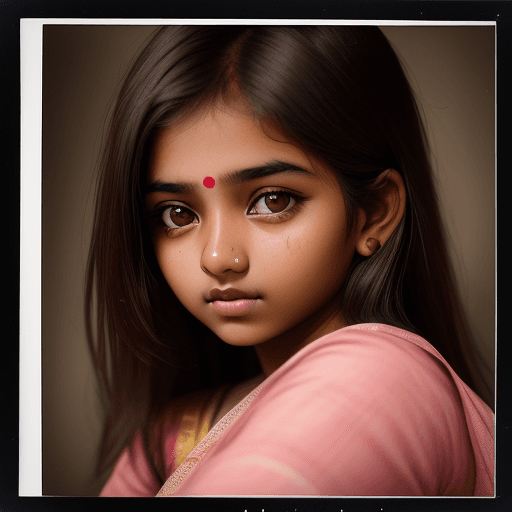 AI generated: indian girl, 18-21 years old, brown hair, high-quality photo portrait, shot on a Polaroid camera, do...