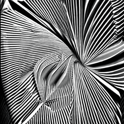 AI generated: High resolution abstract art; Naum Gabo style; Complex geometry; black and white