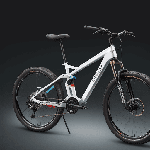 AI generated: mountain bike with a touch screen frame that is foldable with a comfortable and plush saddle, and a ...