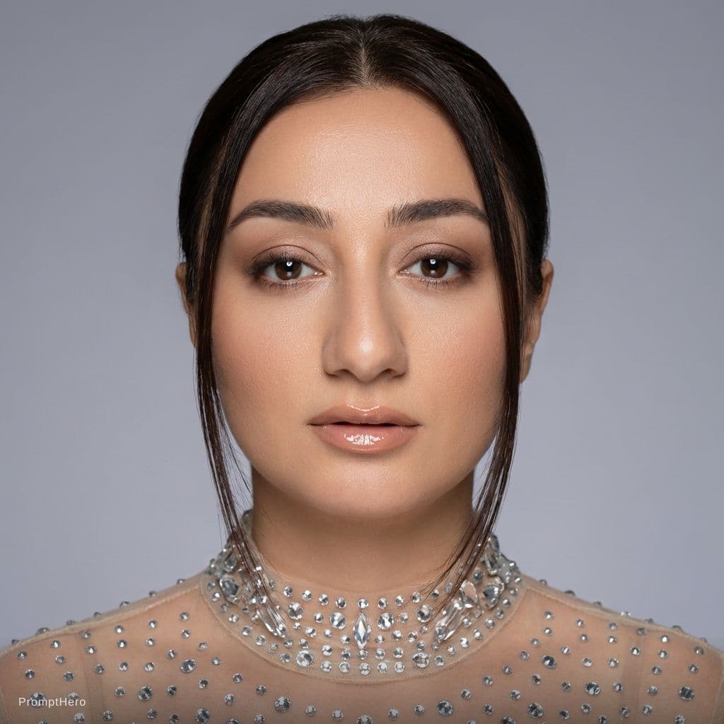 AI generated: {
  "1_subject_and_concept": {
    "subject": "adult female beauty model 30s",
    "action": "Static...
