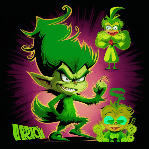 AI generated: Vector Art Grinch İllustrative Cartoon Style Png Character design by Bill Sienkiewicz and Tomine Kin...