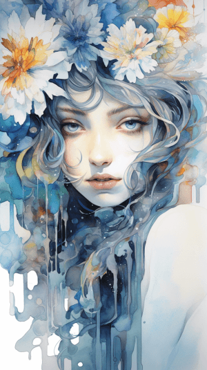 AI generated: A whimsical dreamer with enchanting gray eyes, in the style of Musical-Texture Synesthesia, emitting...