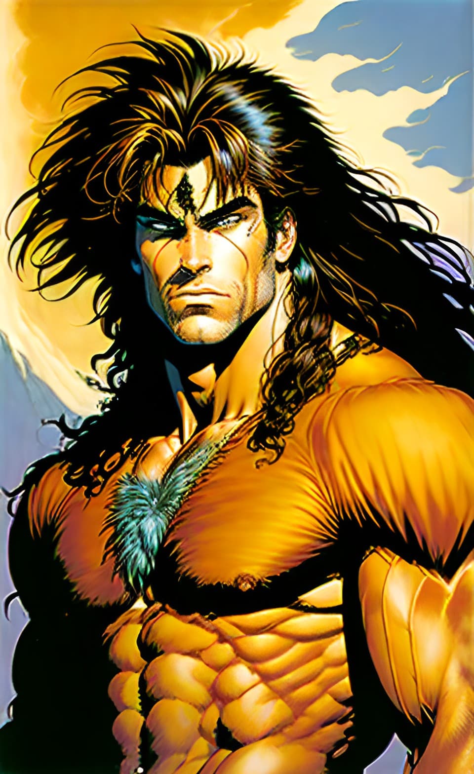 AI generated: Portrait of muscular rugged Tarzan, vivid comic style cover, ultra detailed, jim lee