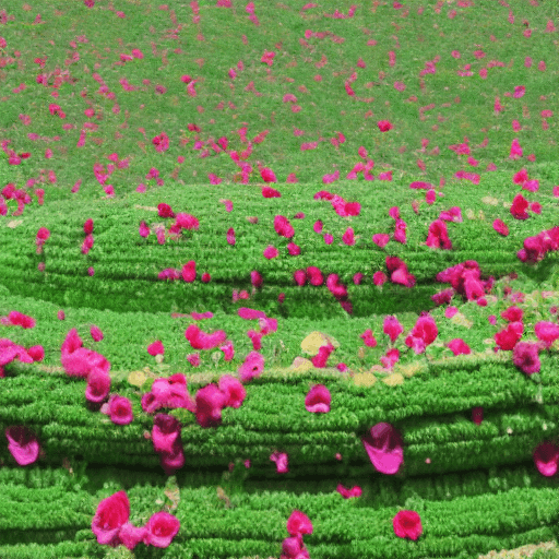 AI generated: COUCH SHAPED LIKE A WATERMELON IN A FEILD OF FLOWERS

