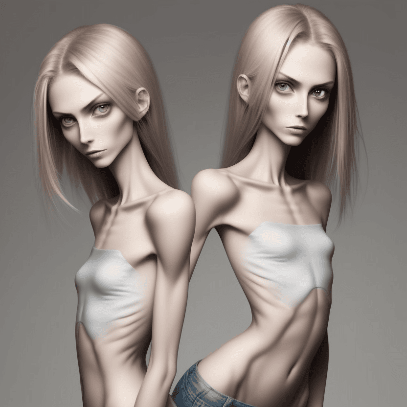 AI generated: extreme beautiful skinny face of skinny (almost anorexic) girl
