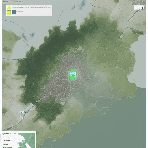 AI generated: Generate an image that represents an interactive map in Esri's ArcGIS showing the population distrib...