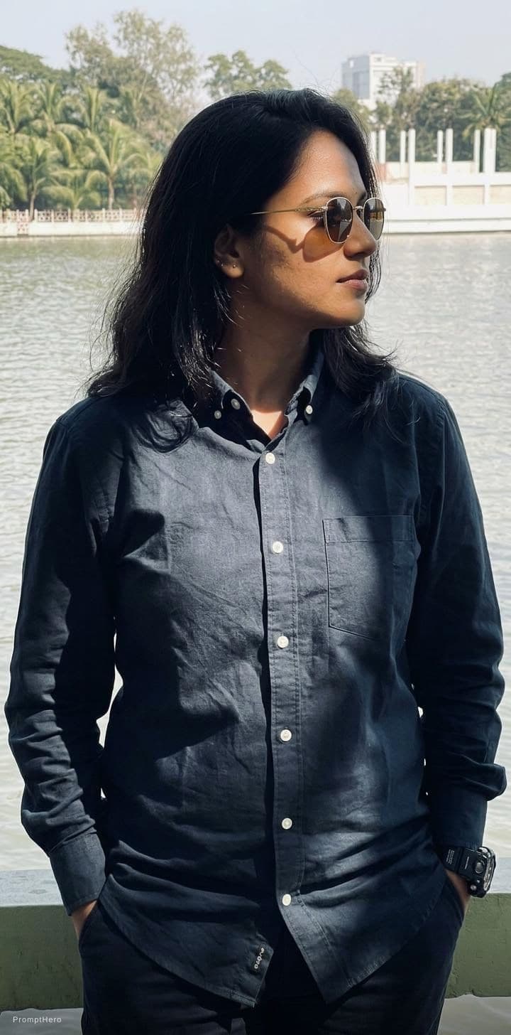 AI generated: high-resolution photograph, woman, stunning use of shadows, in the syle of crisp lines and forms,  U...