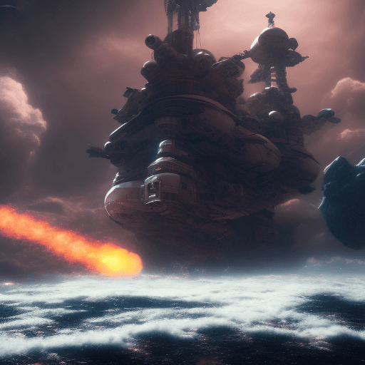 AI generated: Photo of a ultra realistic space battleship, dramatic light, 4k, hyper realistic, focused, extreme d...