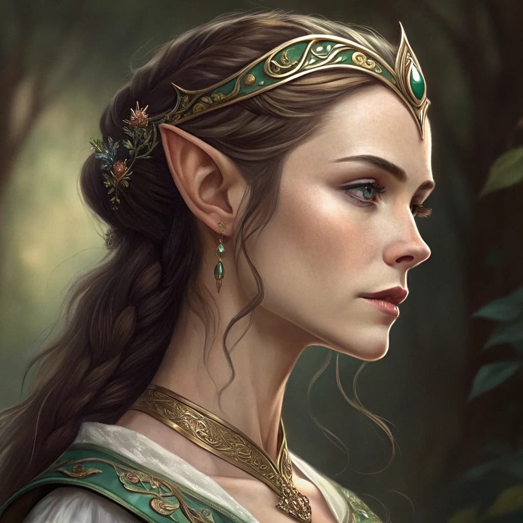 AI generated: mdjrny-v4 style portrait of female elf, intricate, elegant, highly detailed, digital painting, artst...