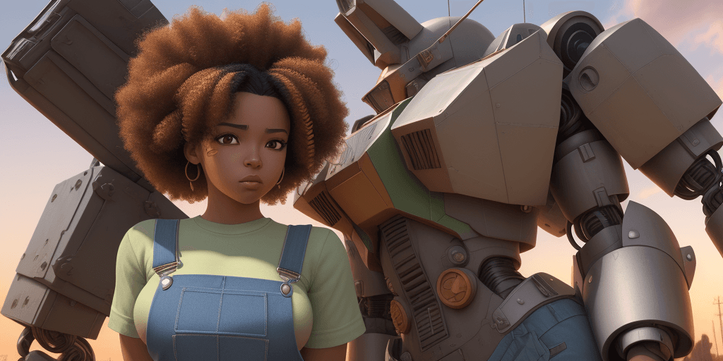 AI generated: 3d anime-style illustration in full color, HD, HDR, 85, 4k quality of a young Afro-Latina woman wear...