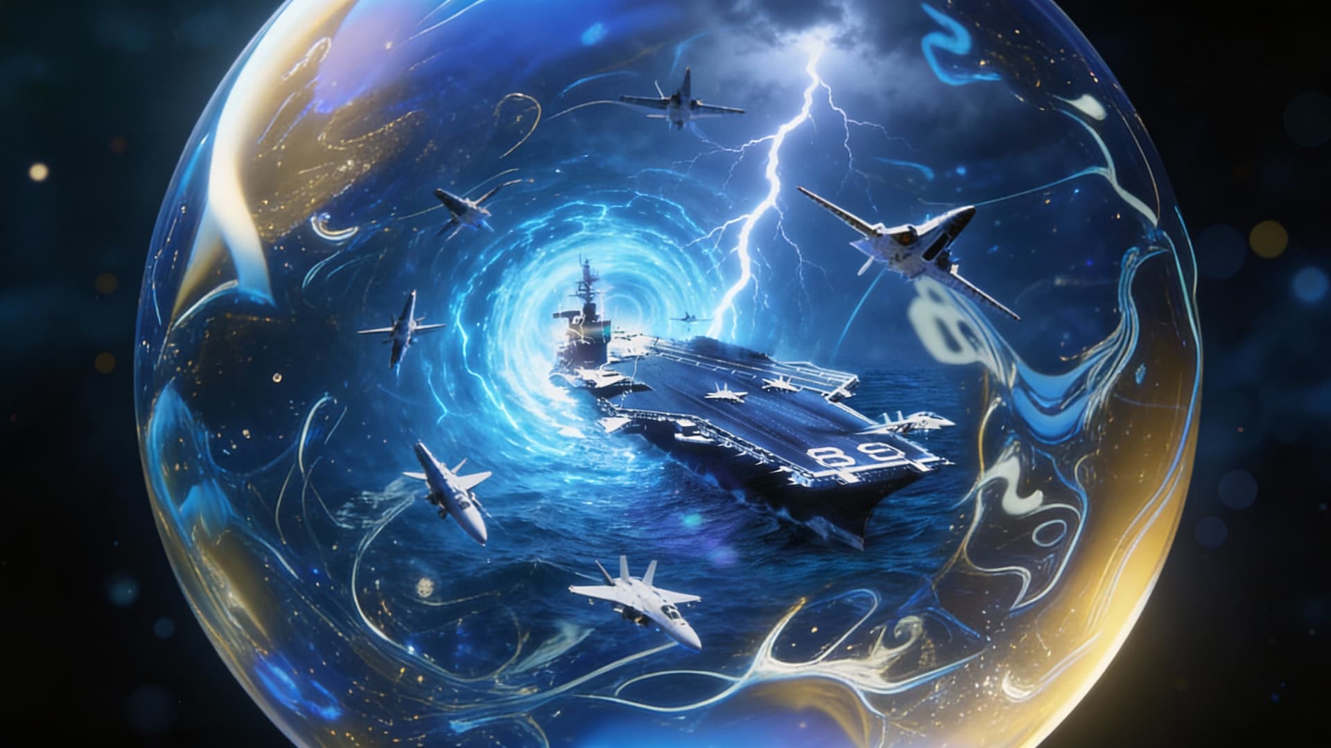 AI generated: Create a Sci-fi visual. A visual representation of a Voidaptic Bubble.

Reference image 1 is a visua...