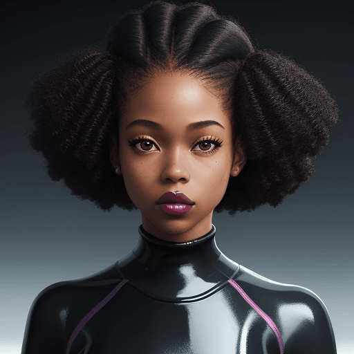 AI generated: a woman in a wetsuit posing for a picture, a character portrait, inspired by Ross Tran, afrofuturism...