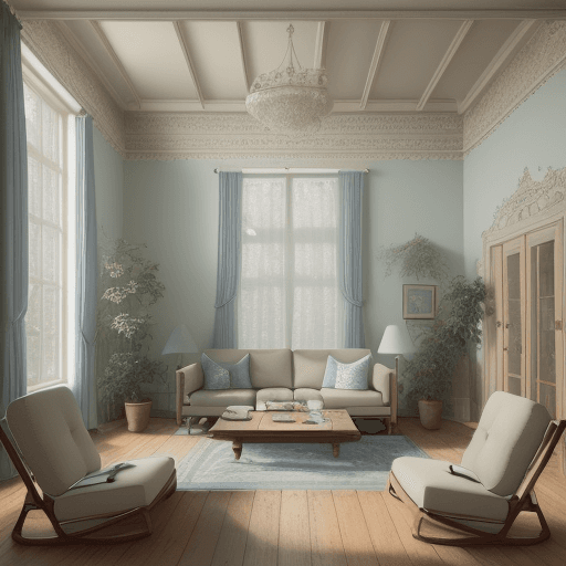 AI generated: High resolution photography interior design, dreamy sunken living room conversation pit, wooden floo...