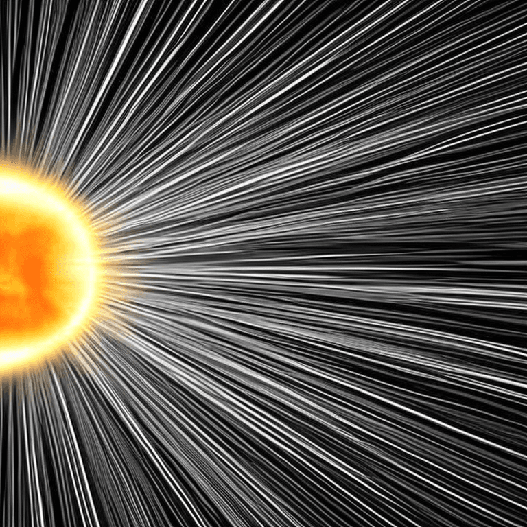 AI generated: long exposure realistic sun as a fireball in white on a black background