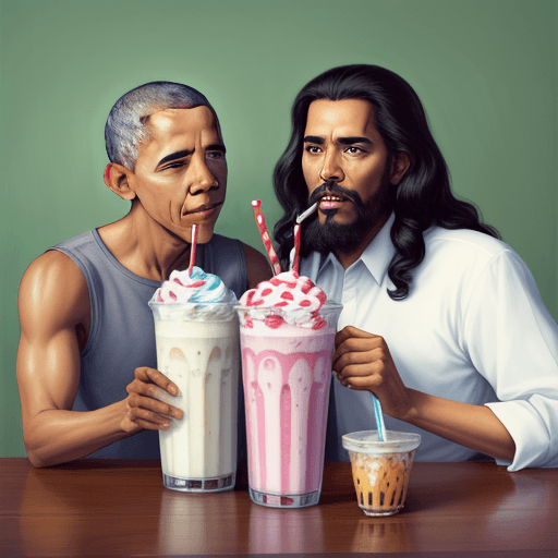 AI generated: Obama and Jesus drinking milkshakes