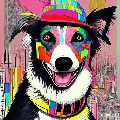 AI generated: drawing with a multi-colored hat, in the style of gloomy metropolises, pop culture mash-up, intricat...