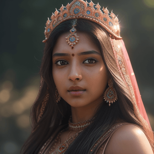 AI generated: beautiful indian princess, gorgeous, close-up portrait, intricate, elegant, volumetric lighting, sce...