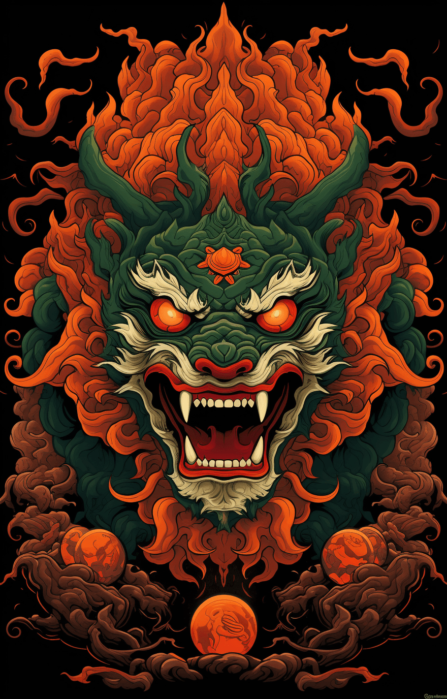 AI generated: Tibetan Thangka art print, "Art of the Kali", symmetrical composition, colorful vector illustration ...