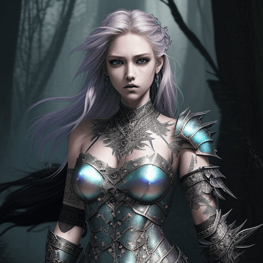 AI generated: Grunge style, stylish female, (a fearless heroine:1.3), (fantasy-inspired design:1.25), (armor set:1...
