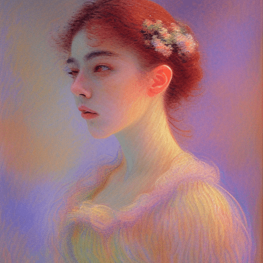 AI generated: a stunning watercolor painting on canvas of a beautiful woman, in the style of Claude Monet :: 4 Giv...