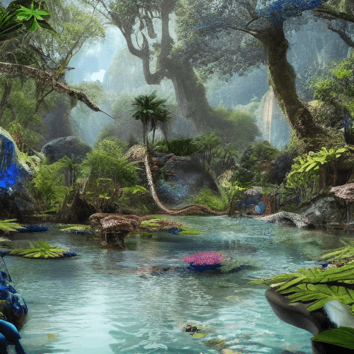 AI generated: pandora avatar landscape hyper realistic —ar 5:7