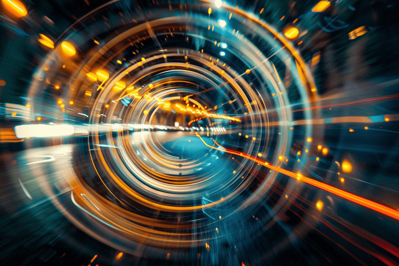 AI generated: dynamic circular motions with long exposure photography --ar 3:2 --v 6.0