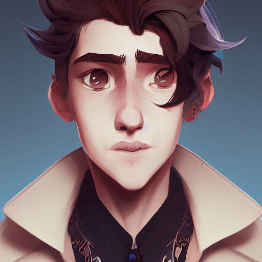 AI generated: Full height face Portrait of young boy, Cute arcane art style, messy hair, portrait, long nose, wavy...