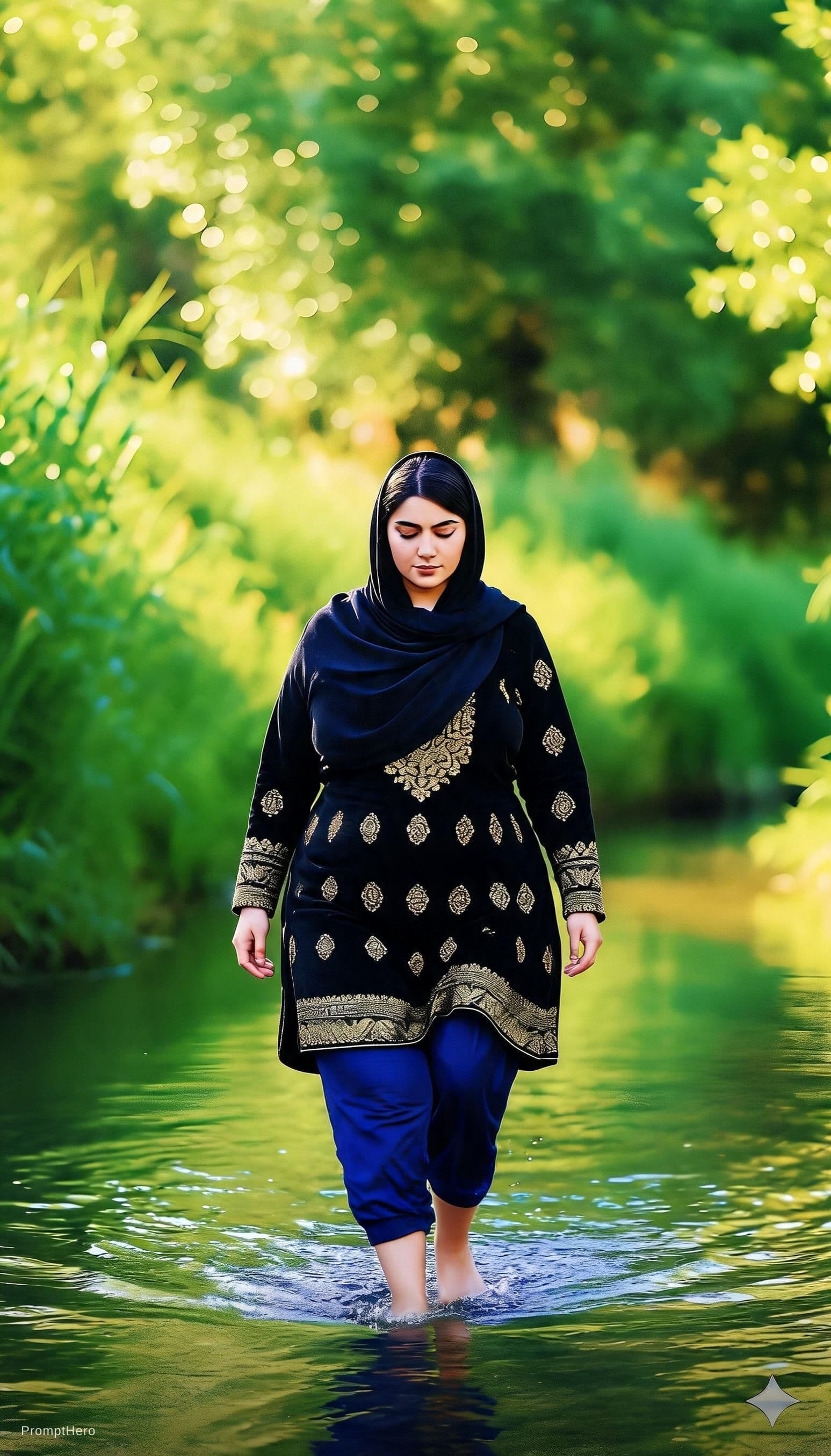 AI generated: The beautiful curvy pakistani big breast women wearing a  blouse.