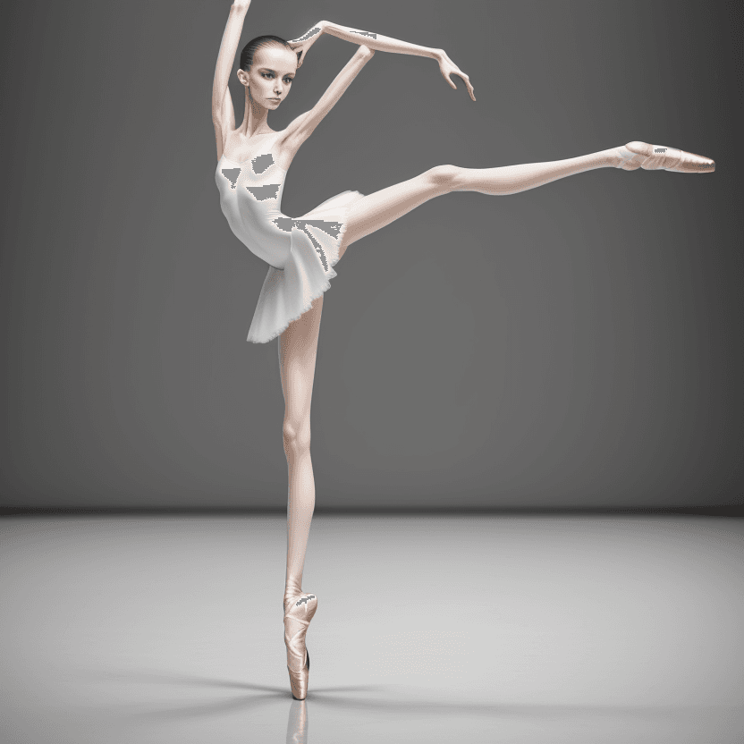 AI generated: very skinny slender ballerina standing on pointes