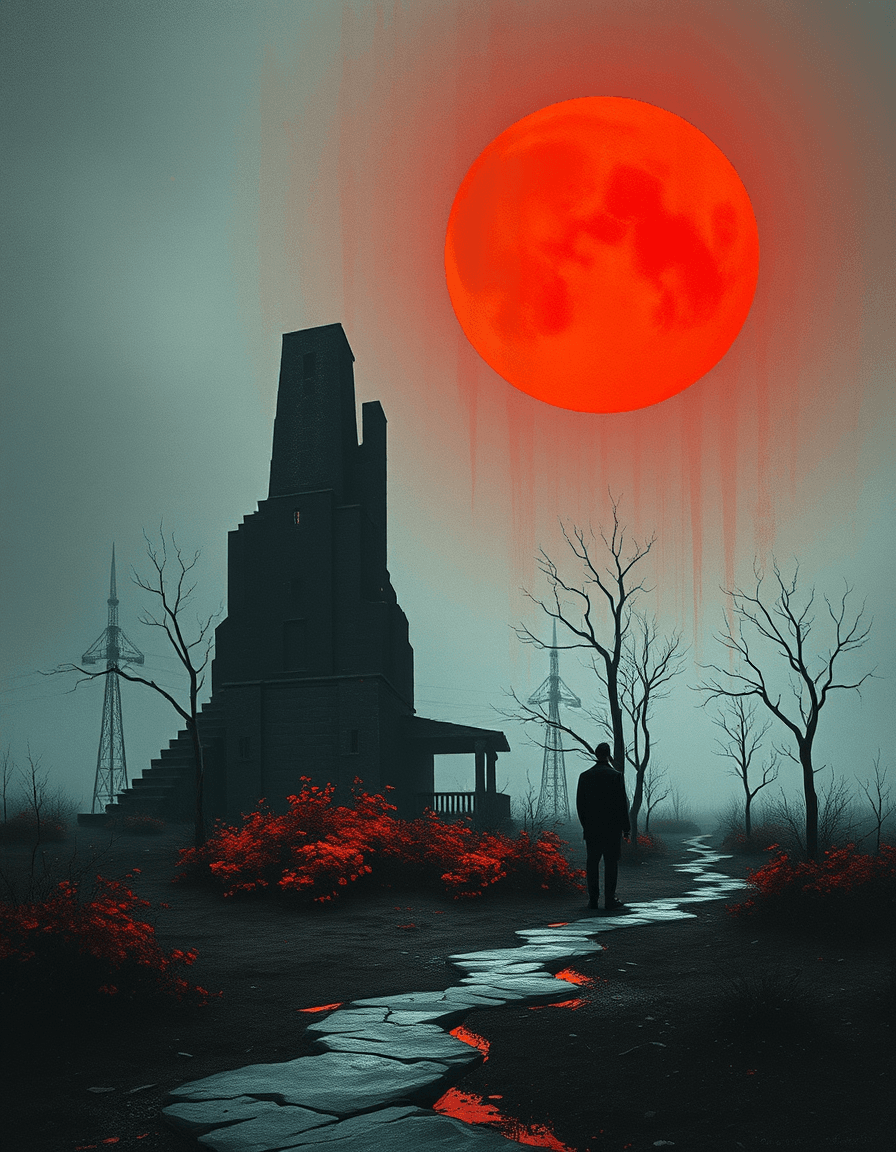 AI generated: random Sci-fi, dystopian images, minimal, (haunting, moody, bleak), (Hannah Höch),  (Mikalojus Konst...