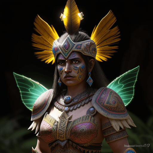 AI generated: Azteca warrior, photorealistic, ultra detailed, fairy lighting, hdr. --ar 9:16