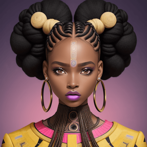 AI generated: Fashion black model perfect harmony face Intergalactic Girl, Geometric Elegance, l with the Perfectl...