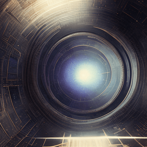 AI generated: cabinet card autochrome of a vintage Sci Fi Wormhole types in space with very schematics diagram, sy...