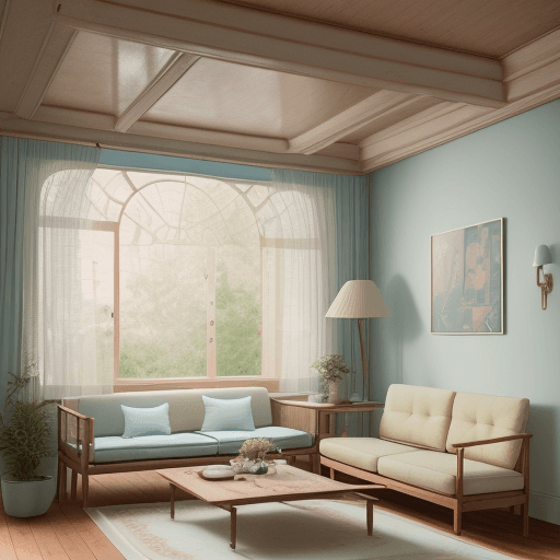 AI generated: High resolution photography interior design, dreamy sunken living room conversation pit, wooden floo...