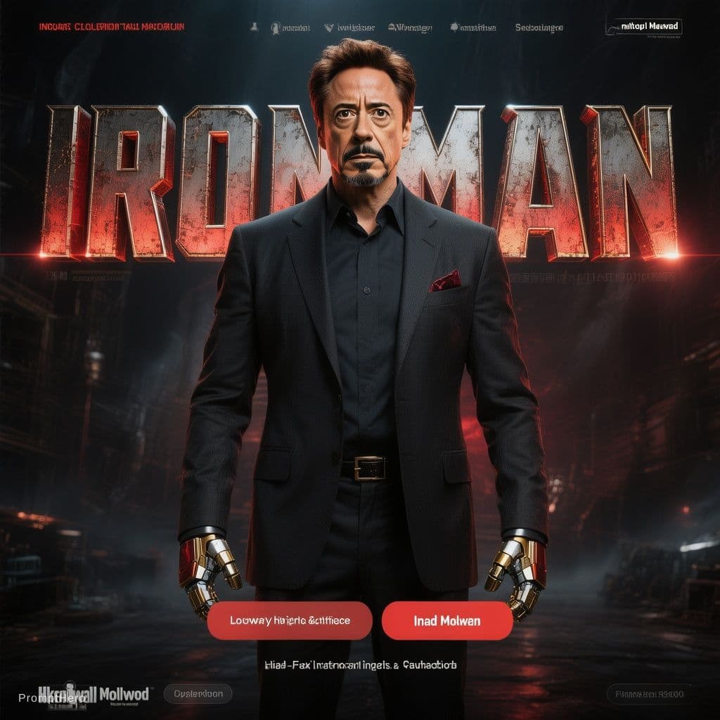 AI generated: Ultra-wide website hero banner, 1920x1080, centered billionaire tech genius in black suit, dark cine...