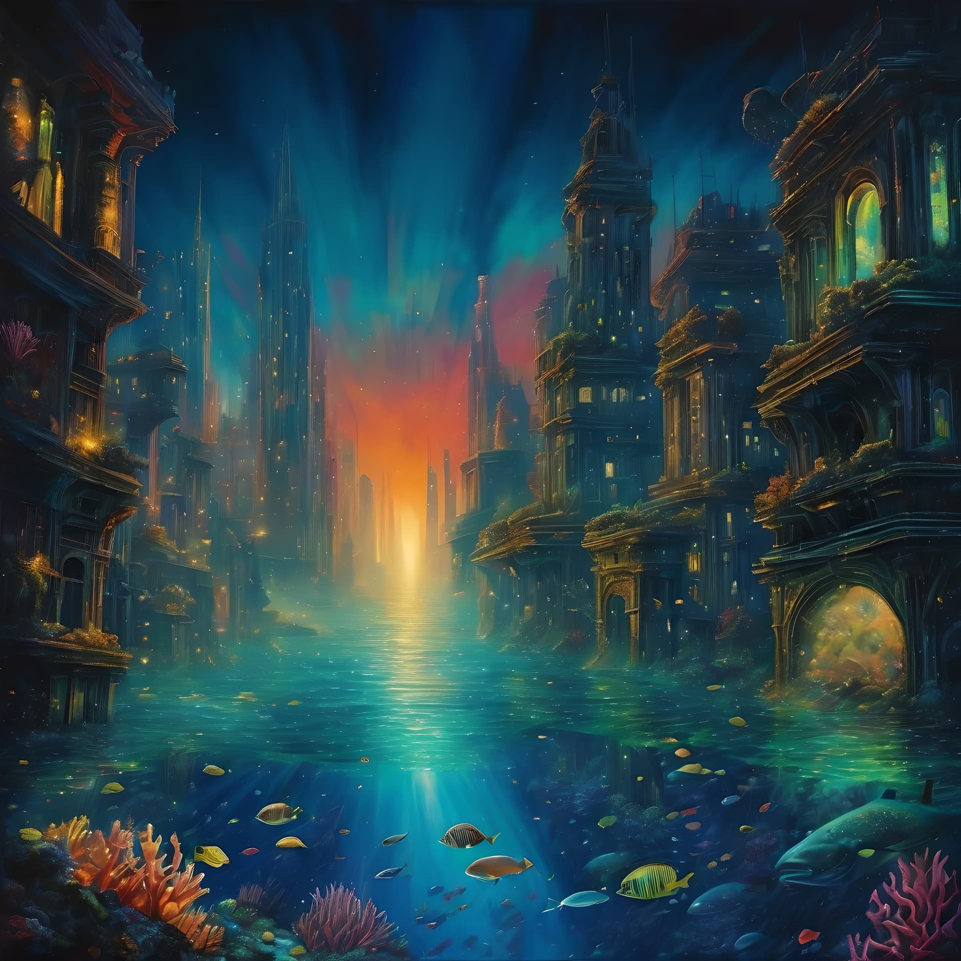 AI generated: underwater majesty the likes of which no one has ever looked upon, a city in crisis as it begins to ...