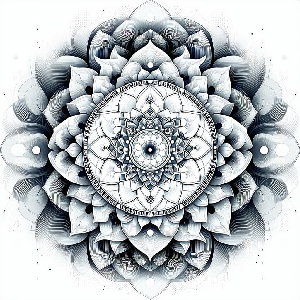 AI generated: A deeply meditative and calming Zen mandala with intricate yet fluid swirling patterns, sacred geome...