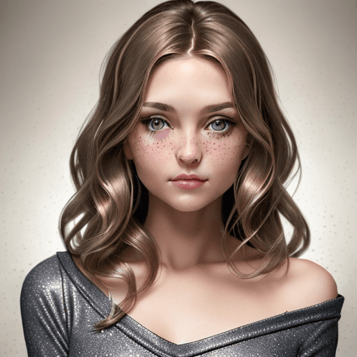 AI generated: An image of a poised young woman with shoulder-length wavy dark blonde hair. She is looking directly...