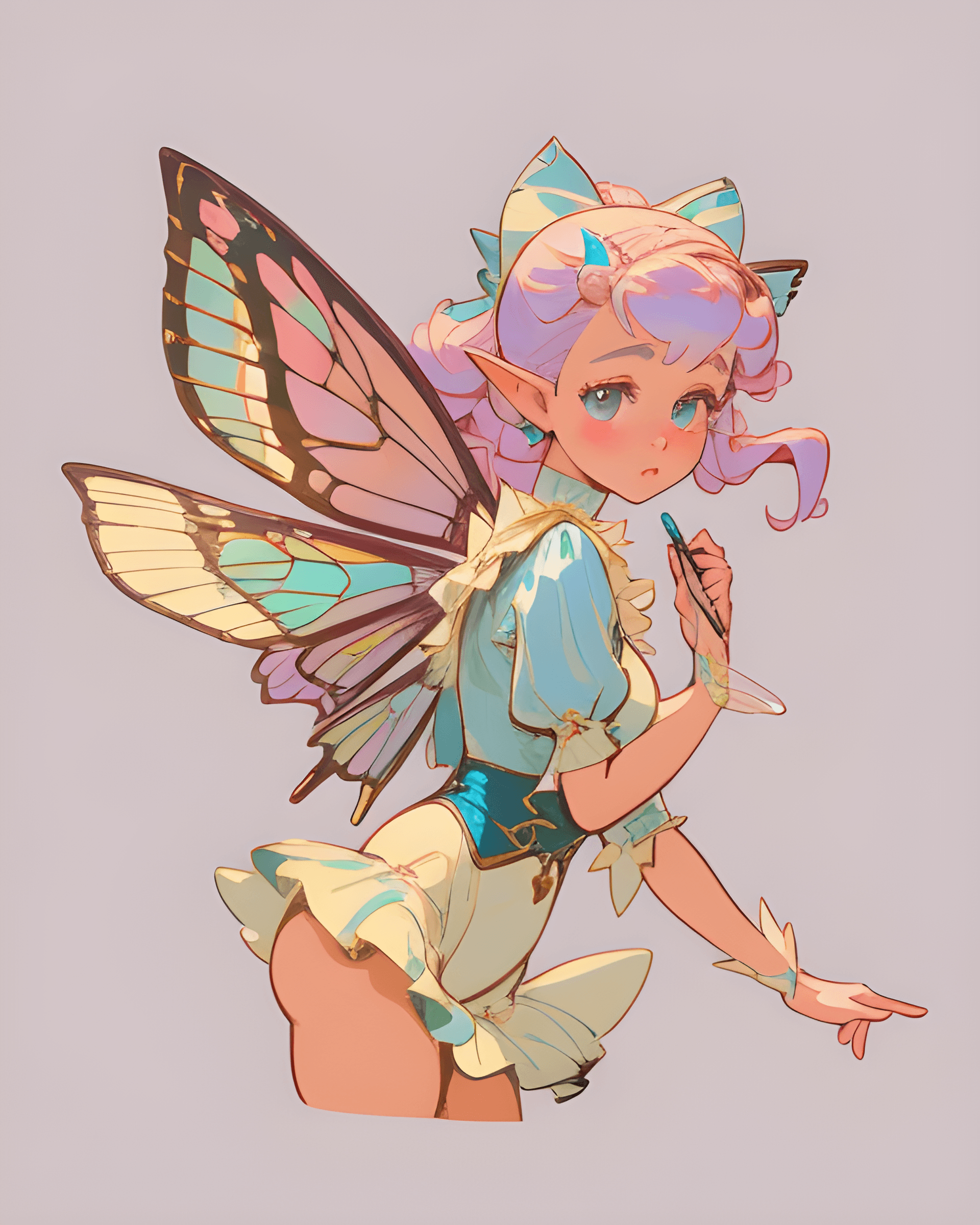 AI generated: a drawing of a woman dressed as a fairy, inspired by J.C. Leyendecker, trending on deviantart, doja ...