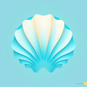 AI generated: UI logo design, wave surrounded by seashells with beach backdrop, ocean blue and light turquoise, in...