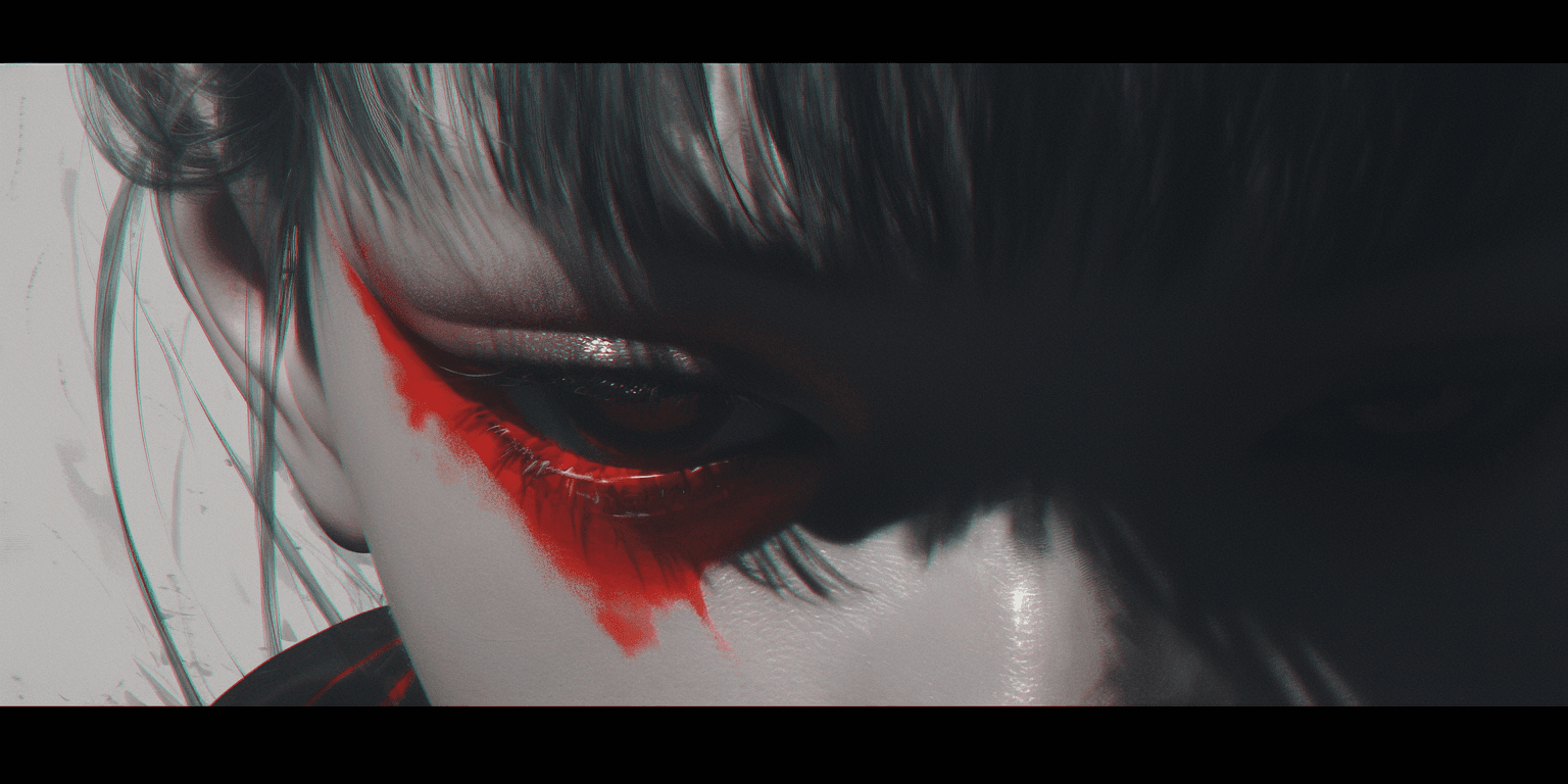 AI generated:  woman, shadow, darkness, madness in eyes #vfxfriday, massurrealism, explosive shadow pigmentation, ...