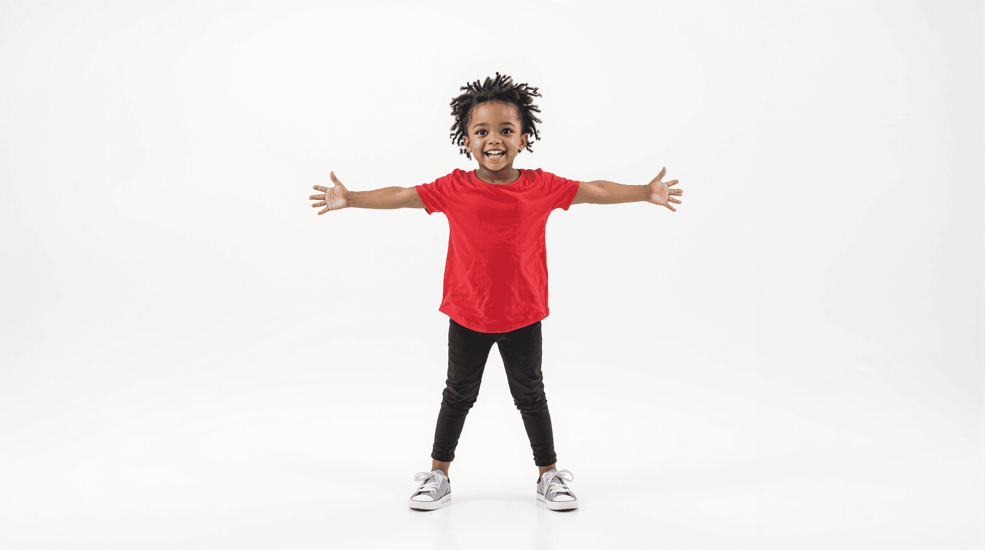 AI generated: A realistic 4D full-length photograph of an young 5 year-old American Black Girl with very short hai...