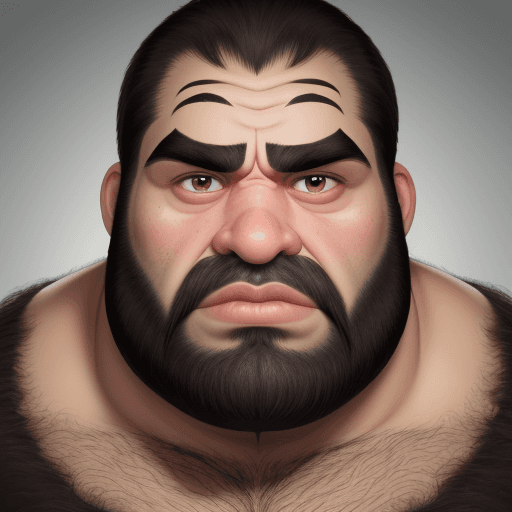 AI generated: ugly, big, hairy, 33 years old, big eyebrows, man