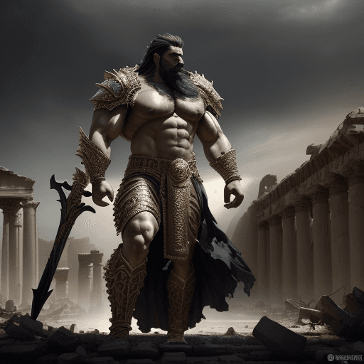 AI generated: God-5 King Darius: Capture the imposing figure of God-King Darius in a hyper-realistic photograph se...