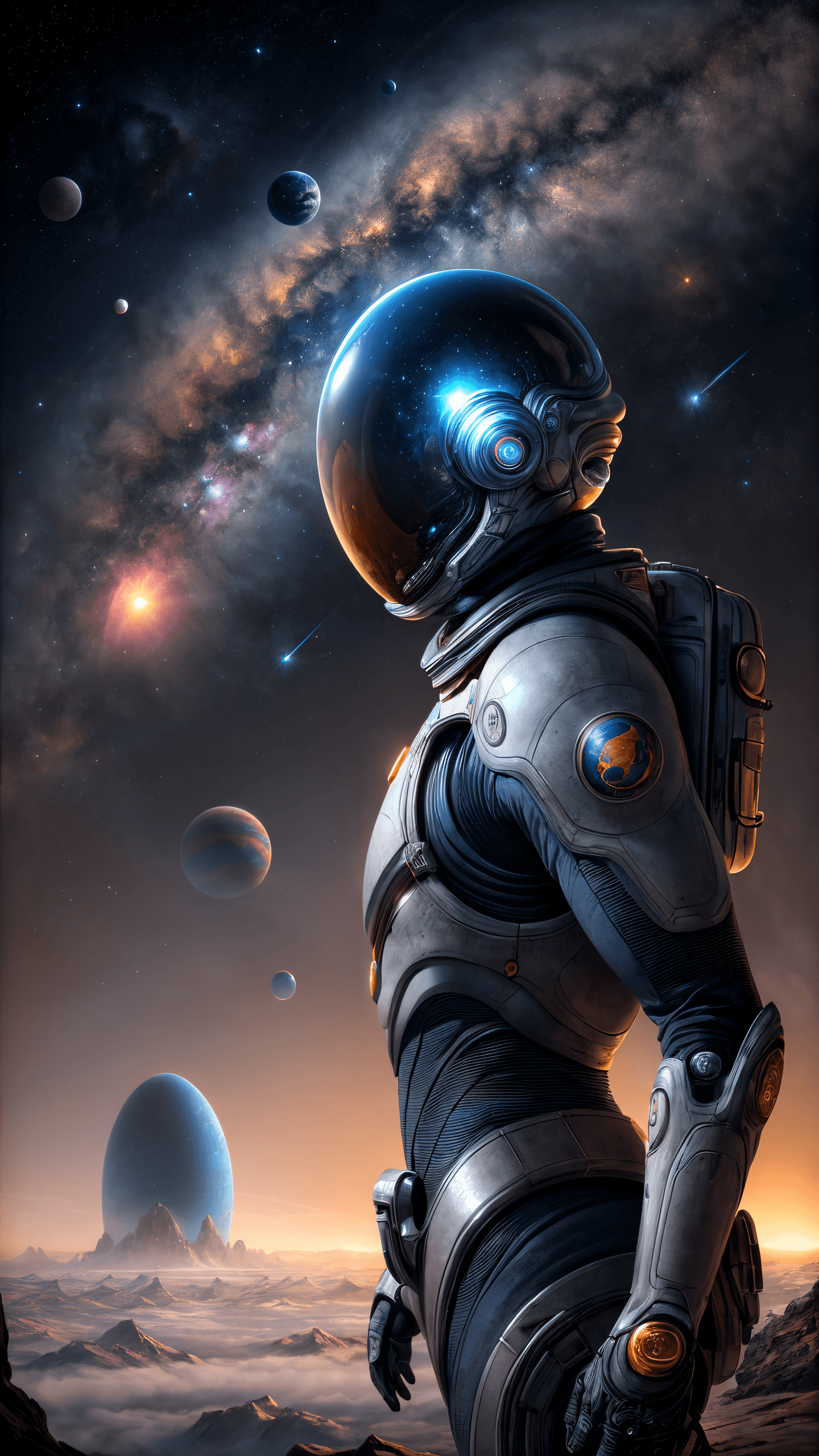 AI generated: (masterpiece award winning , best quality:1.2) , style of George Pfau , photograph of a space alien ...