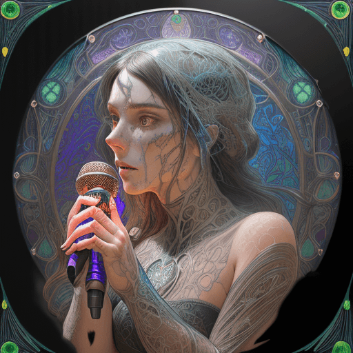 AI generated: medieval romanticism neon glowing contoured filigree detailed transparent character layered rough te...