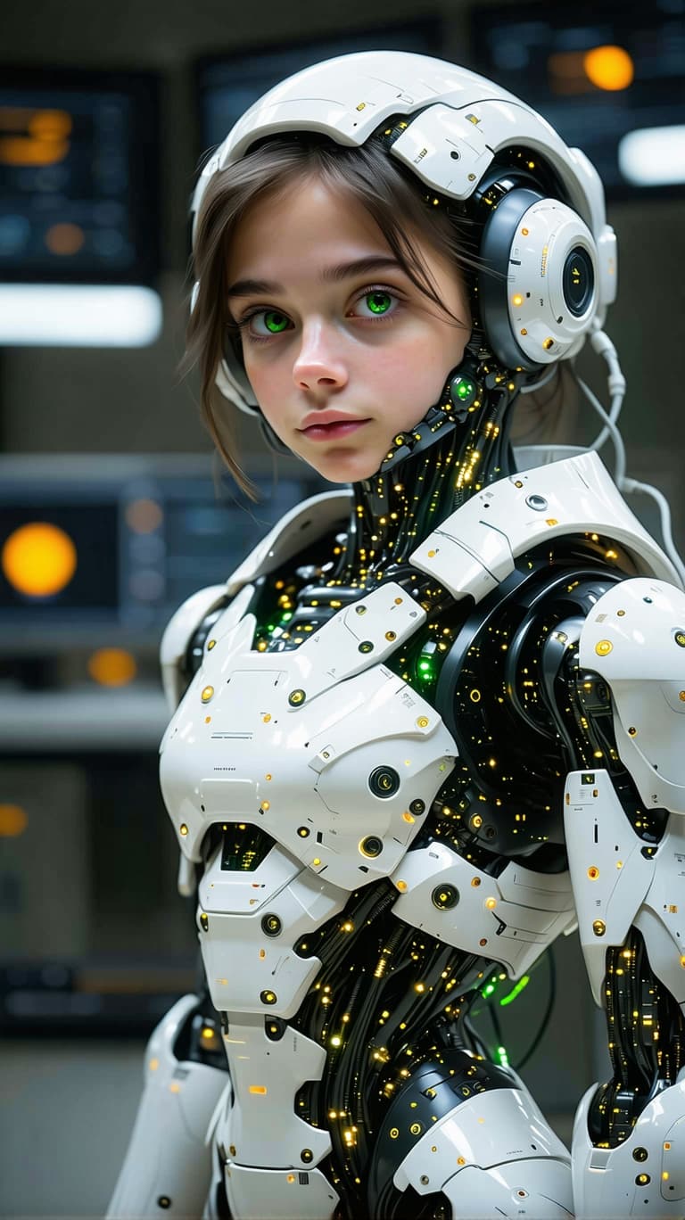 AI generated: exceptionally beautiful tween girl, artificial intelligence robot, (futuristic),(masterpiece), (real...