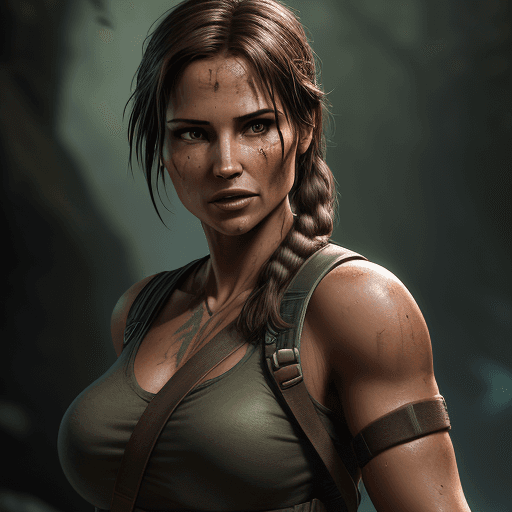 AI generated: Lara croft from tomb raider, professional portrait, hyper realistic, ultra detailed photograph, capt...